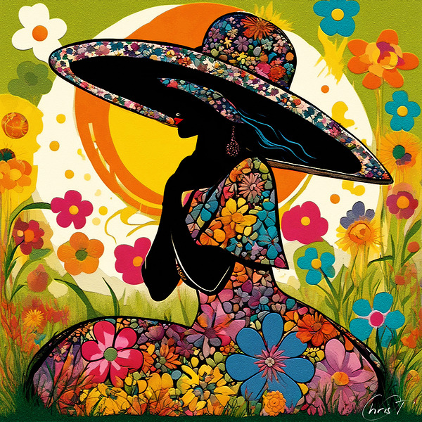 Floral Silhouette - signed ?>