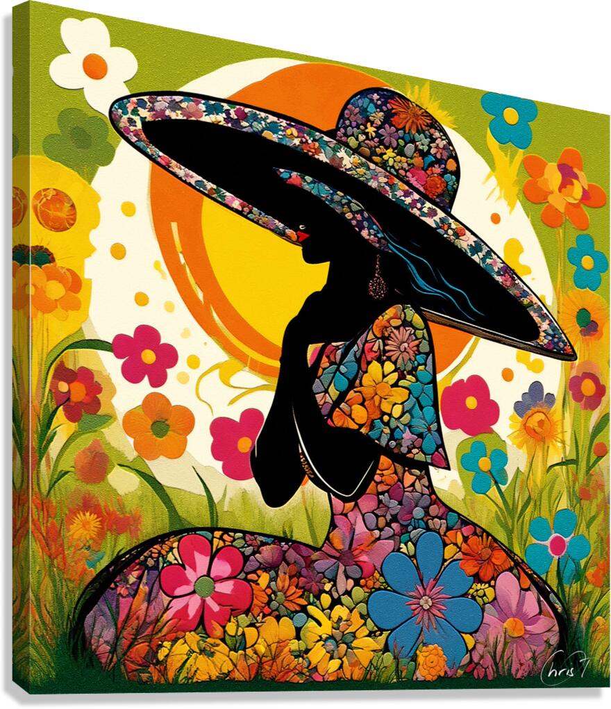Floral Silhouette - signed  Canvas Print
