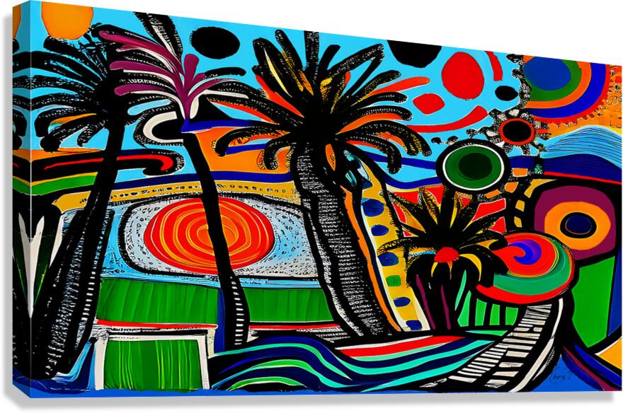 Palm City Blue Signed  Canvas Print