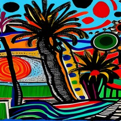 Palm City Blue Signed